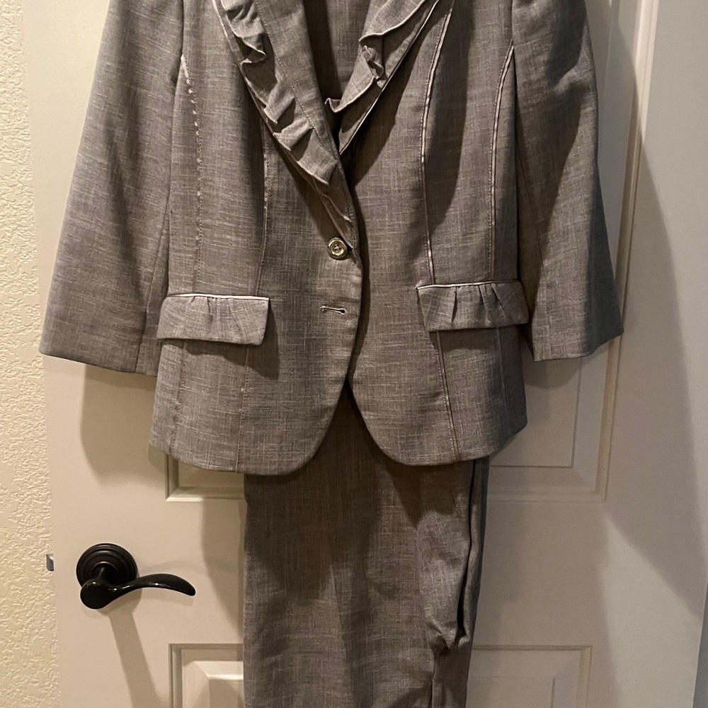 White House Black Market Gray Blazer with Notched Lapels